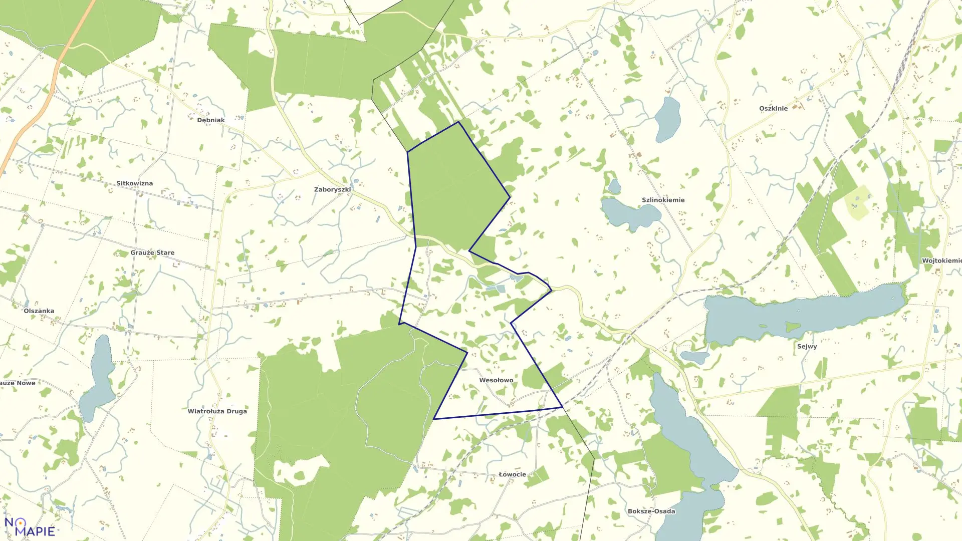 Mapa obrębu WESOŁOWO w gminie Szypliszki